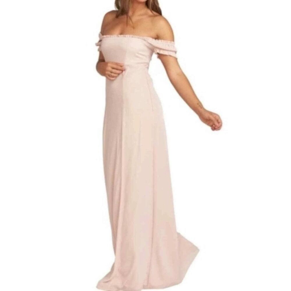 Show Me Your MuMu Medium Brittany Maxi Dress Blush Pink Babydoll Off Shoulder